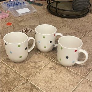Spode White Mugs with Colorful Dots